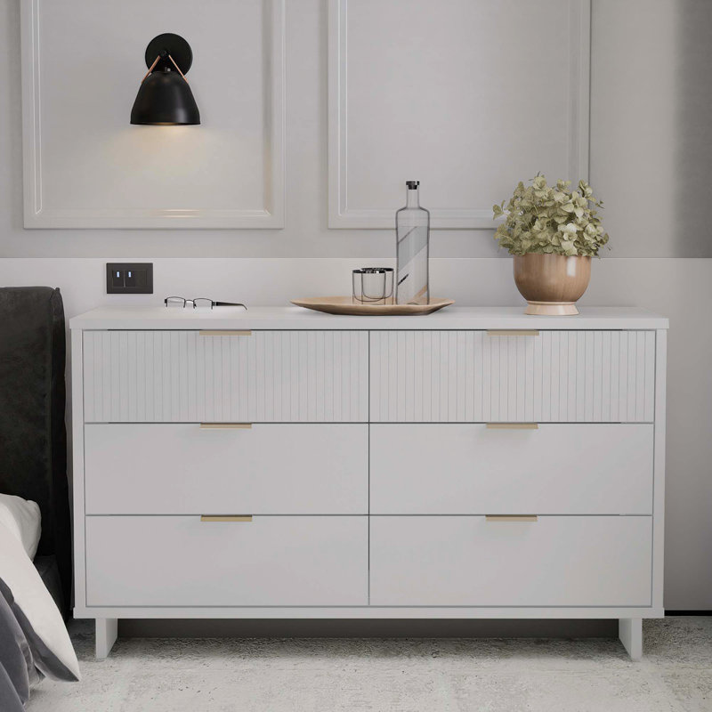Commode 55 "Granville en blanc (6 tiroirs), Blanc