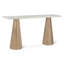 Caldera Console Table with White Travertine and Light Oak Base