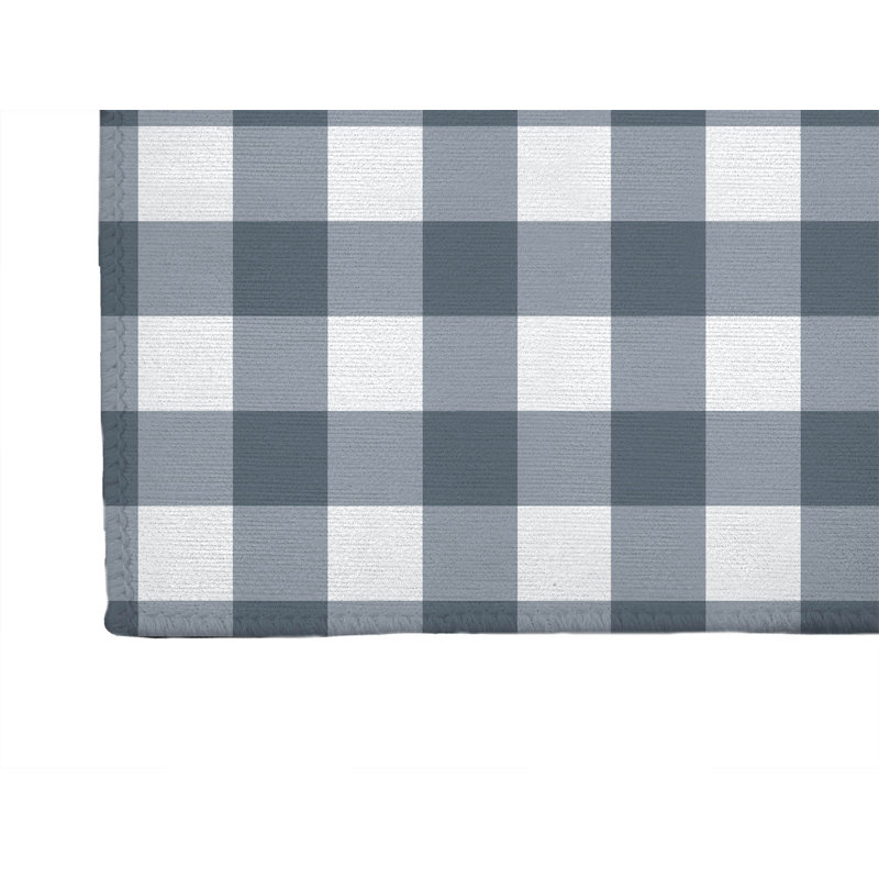 Proper Gingham Non-Slip Outdoor Rug, Runner 2'6" x 8'