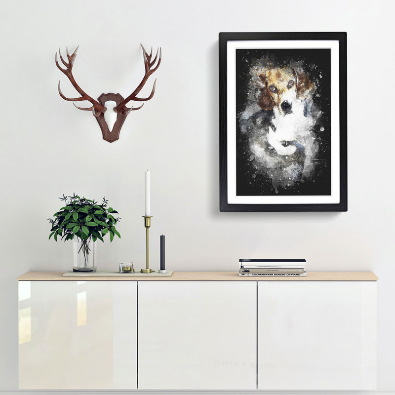 Beagle Dog - Picture Frame Graphic Art Print, Black Framed, 63cm H x 45cm W x 2cm D