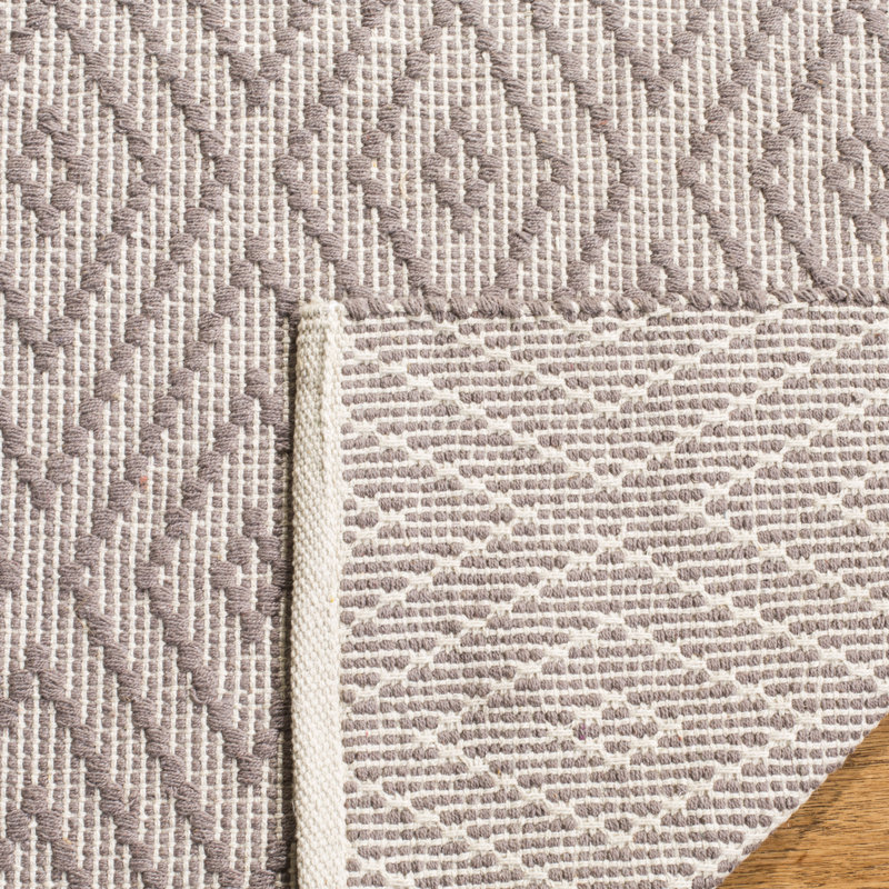 Akihito Hand Woven Cotton Geometric Rug, Square 6'