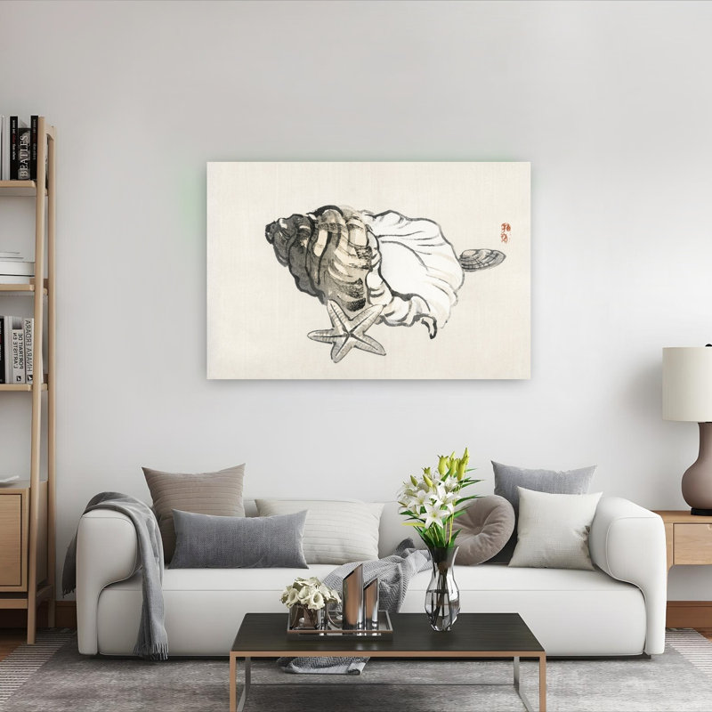 Étoile de mer et conque, reproduction d'art murale contemporaine abstraite, H 40 po x l 60 po