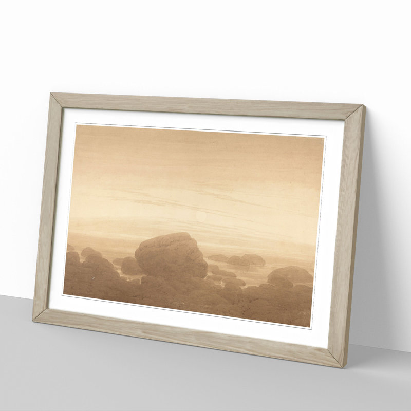 Moonrise on an Empty Shore by Caspar David Friedrich - Picture Frame Painting, Oak, 36cm H x 48cm W x 2cm D
