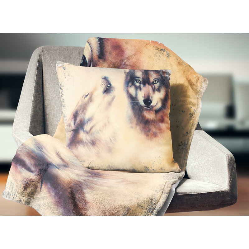 Howling Wolf - Animal Printed Pillow, 16" x 16", Throw Pillow