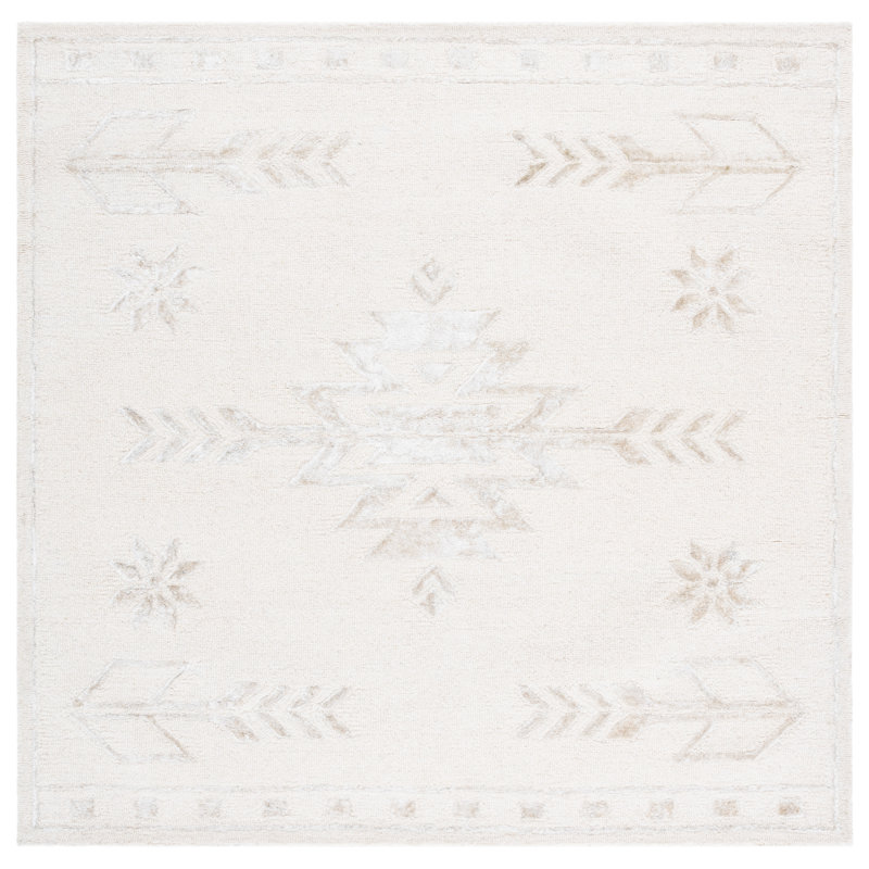 Soho 659 Hand Tufted Wool/Viscose/Cotton Moroccan Rug in Ivory, Square 6'