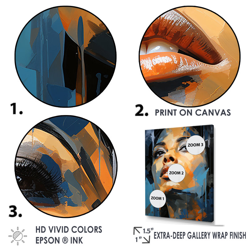Azure Blue and Orange Framed Canvas Print, 32" x 16"