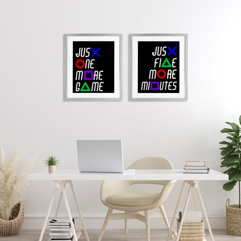 Ensemble de 2 jeux sous-verres Gamer, Cadre de ferme gris, H 21 po x l 17 po