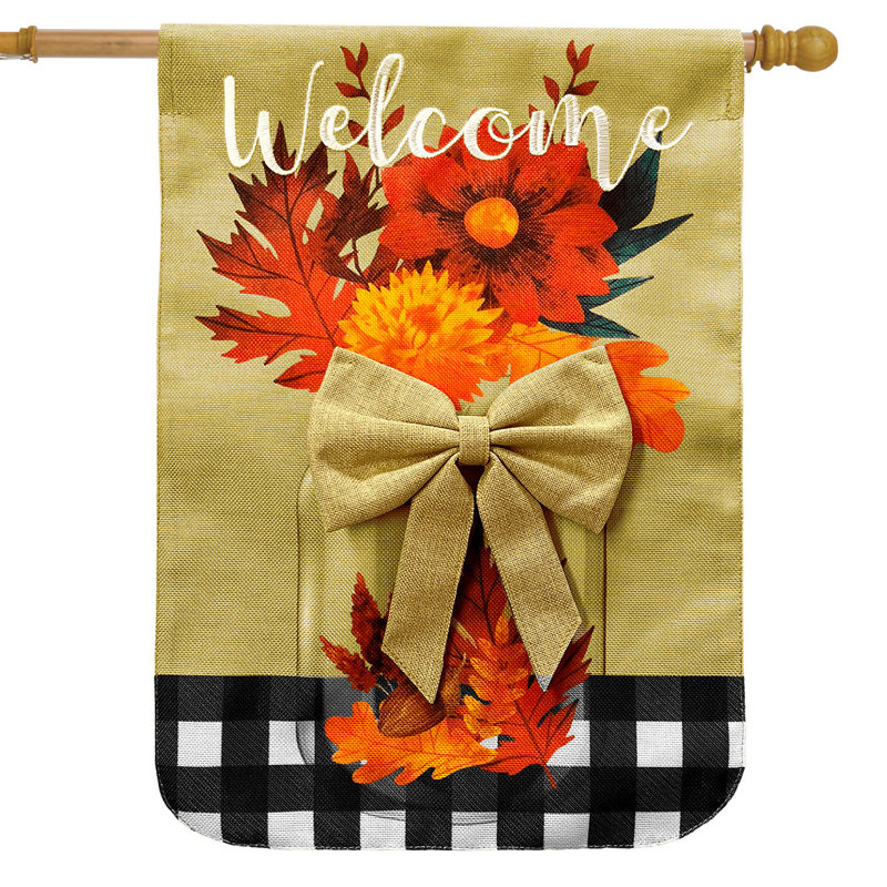 Drapeau d'automne floral Mason Jar