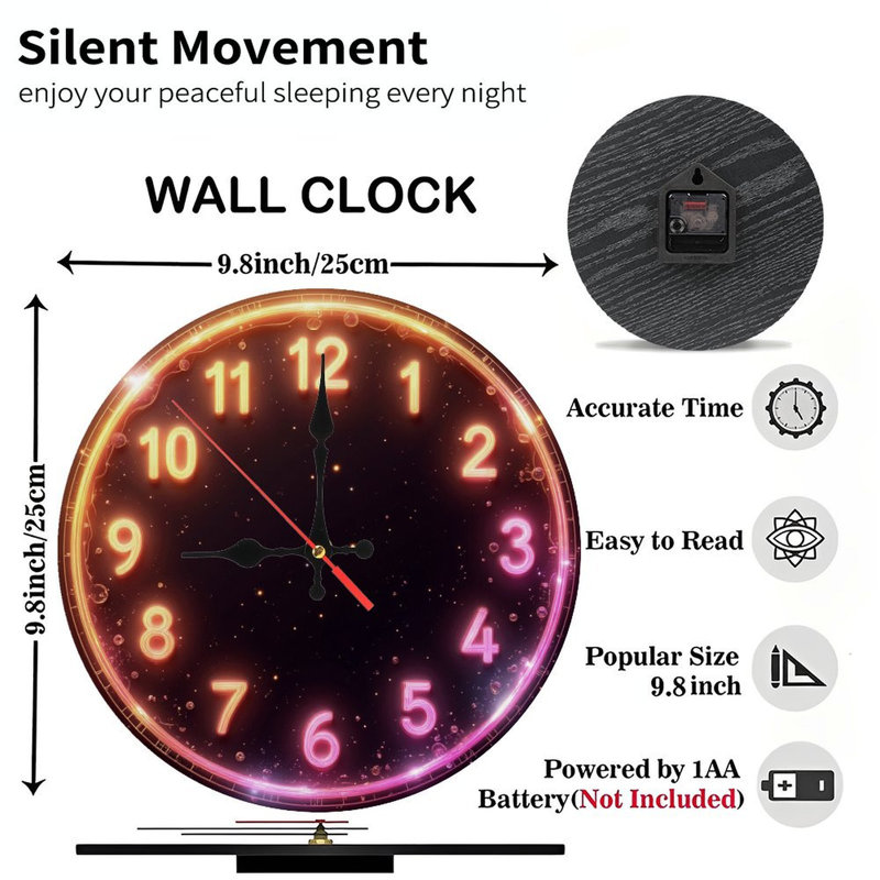 Horloge lumineuse avec chiffres et étoiles