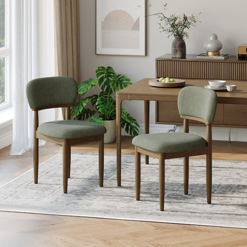 49 cm H Upholstered Chenille Dining Chair, Green