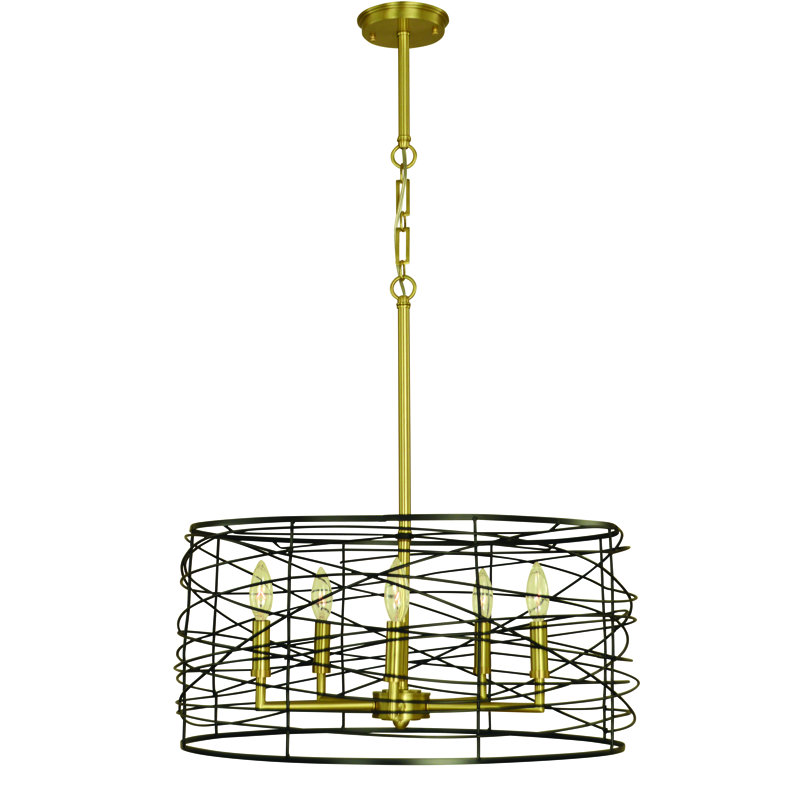 Lustre 5 lumières Kahmia par Everly Quinn, Laiton brossé
