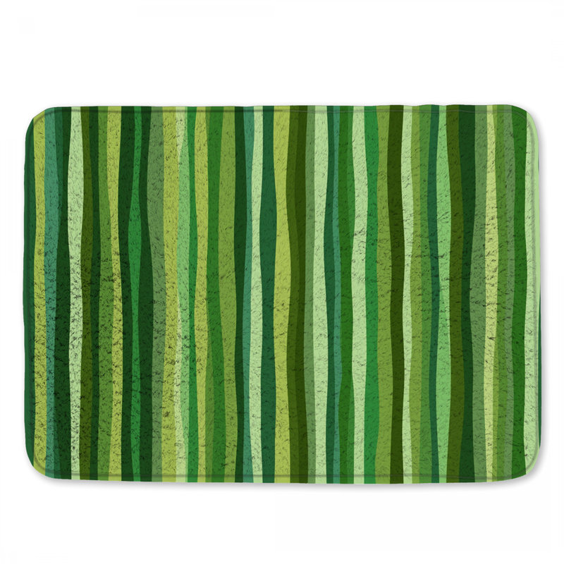Tapis de bain vert à rayures, L 34 po x L 21 po