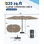Parasol de 15 pi avec base, parasol rectangulaire surdimensionné pour 2 à 6 personnes, auvent résistant à la décoloration pour la terrasse du jardin, brun clair