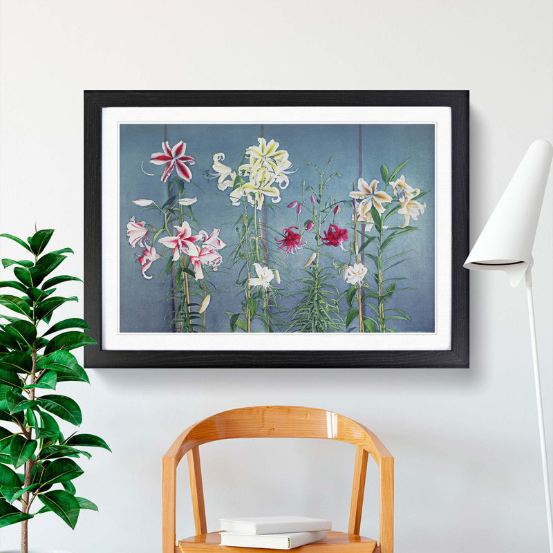 Growing Lilies by Kazumasa Ogawa - Picture Frame Painting Print, 48cm H x 65cm W x 2cm D, Black Framed