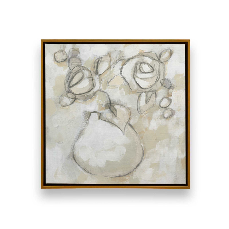 Impression sur toile, "Bouquet Sketch Impression I" par June Erica Vess, H 30 po x l 30 po, Doré
