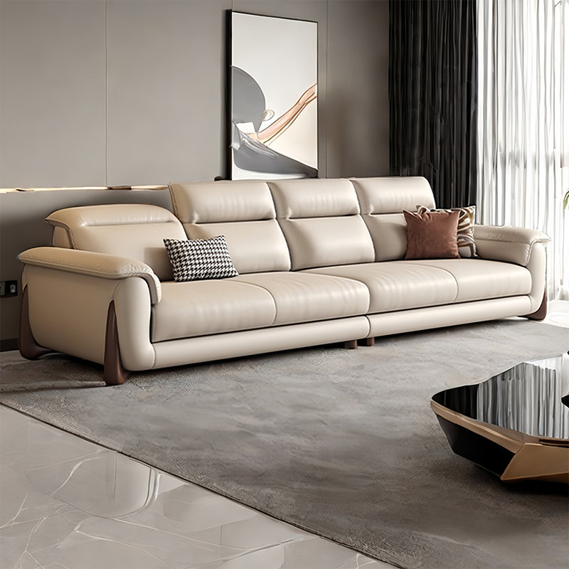 Modern simple small apartment cream style sofa, 35.82" H x 133.85" W x 40.55" D