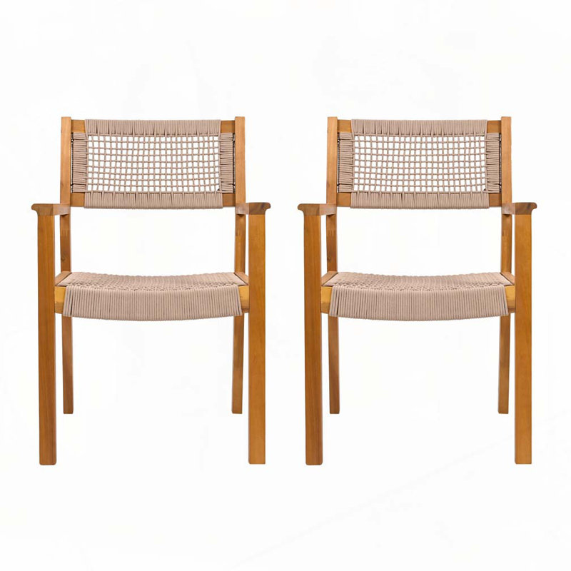 Acacia Wood Outdoor Rattan Chairs, Natural