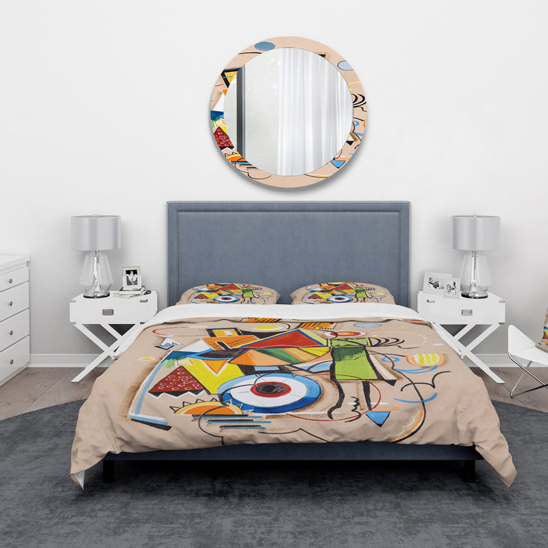 Colored Geometric Abstract Compositions I - Ensemble de housse de couette moderne - Microfibre de polyester