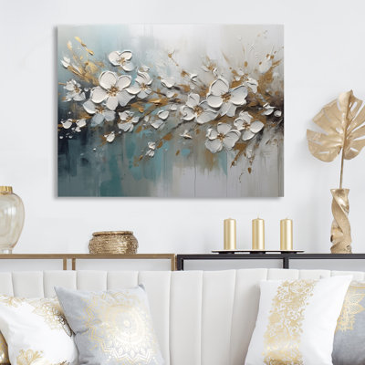 «Roniya White and Gold Daisy Symphony IV», reproduction sur toile