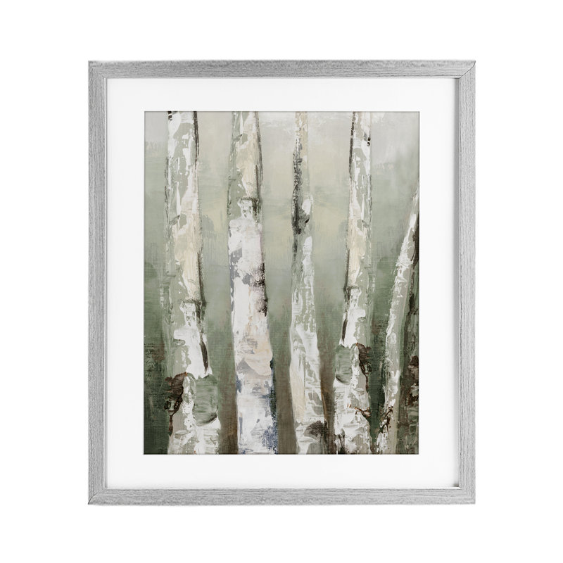 «Looming Birch Forest», reproduction encadrée sous verre, conception de Luna Mavis, H 16 po x l 13 po, Cadre de ferme gris