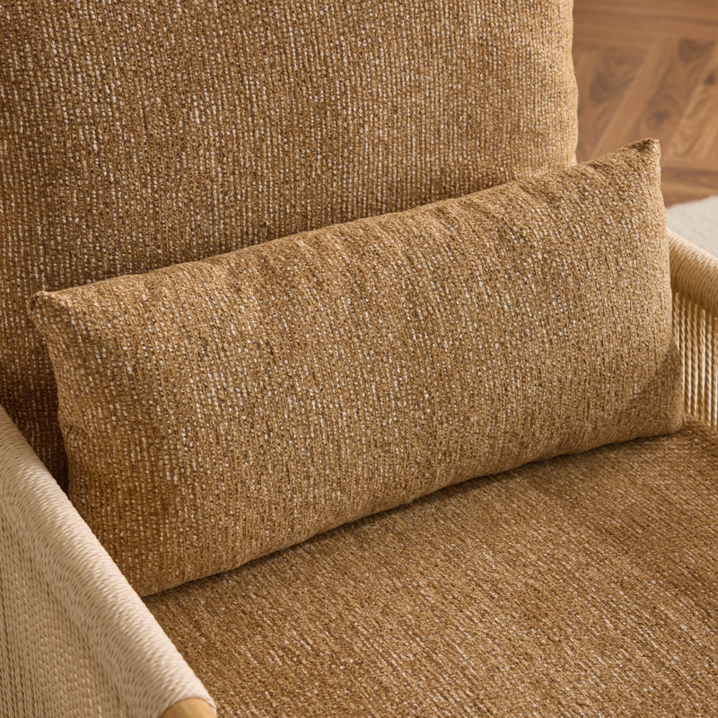 Masson Chenille Accent Chair Armchair With Pillow, Yellow Chenille