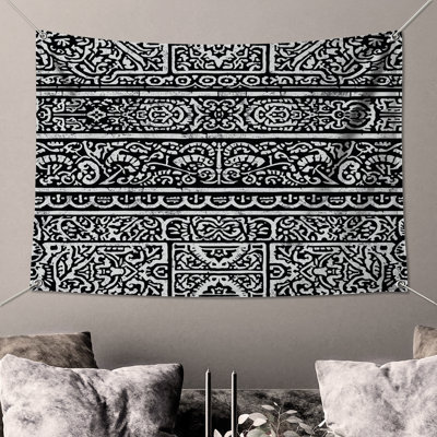 Black Ornate Pattern Wall Tapestry - Ornate Wall Decor