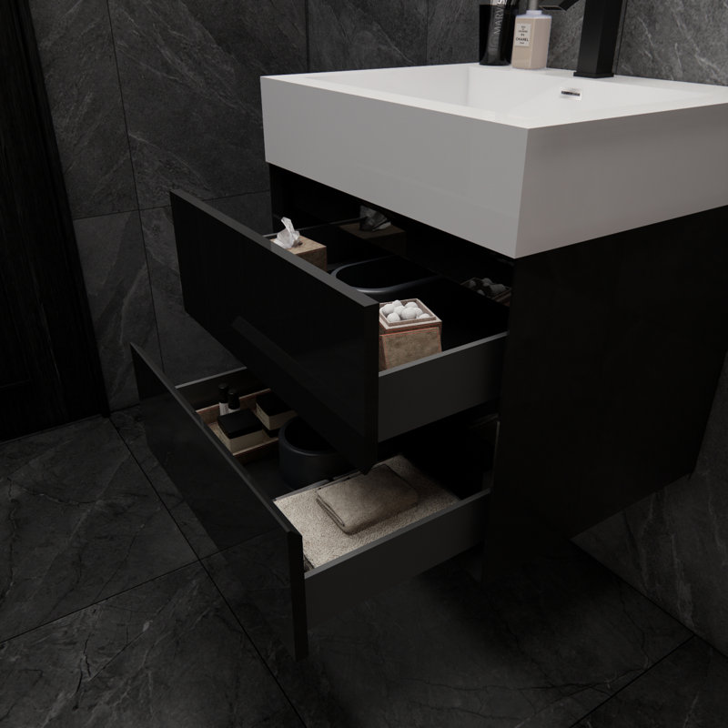Meuble-lavabo simple 24 po Albizu, Noir