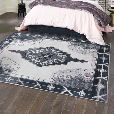 Tapis noir transitionnel Antwane