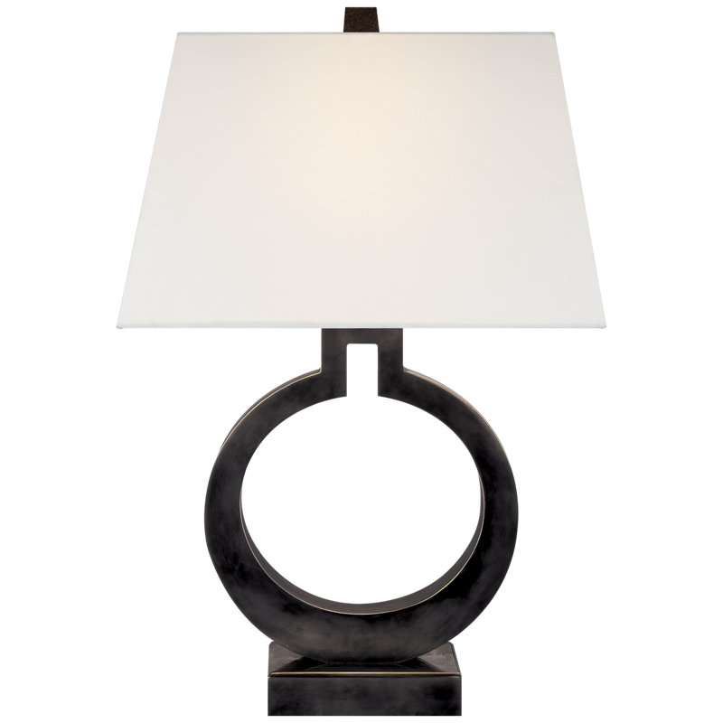 Ring Table Lamp, Bronze, 27" H x 18" W x 18" D, Linen