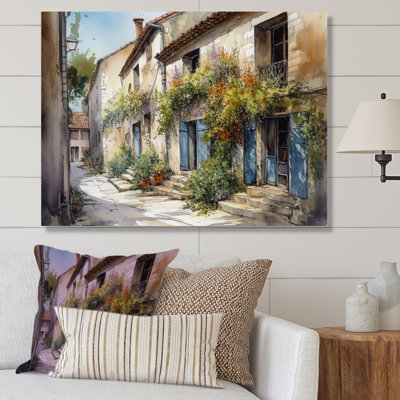 Riata Mediterranean Village Street V - Landscape Cottage Wall Art