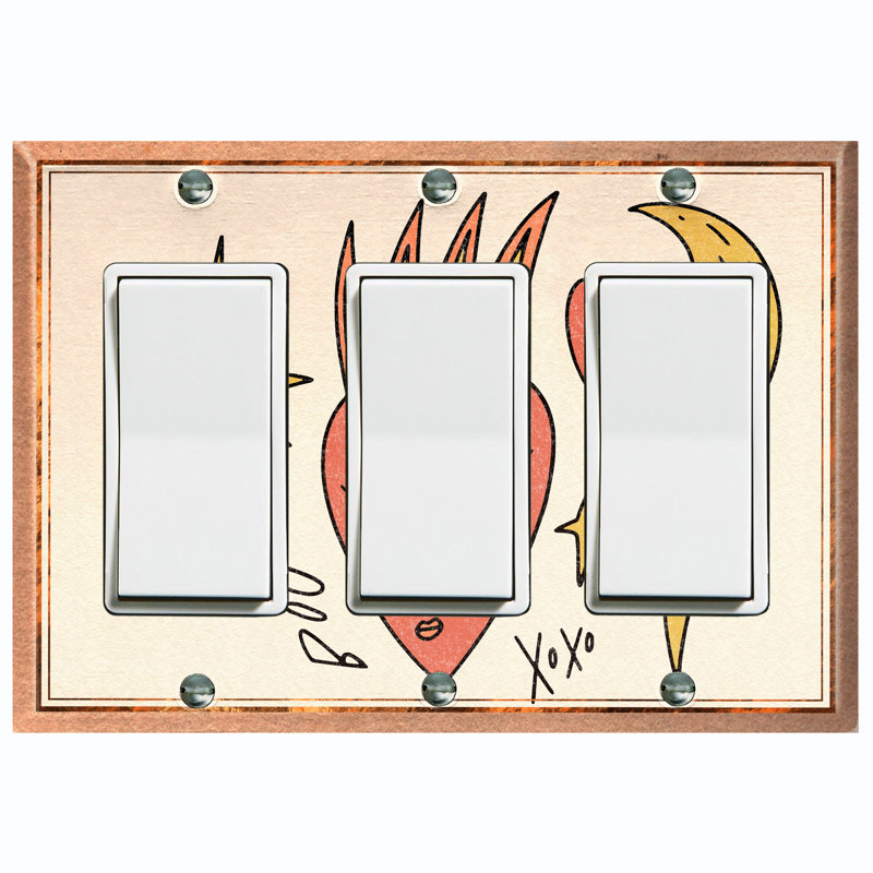Patterned 3 - Gang Toggle Light Switch Standard Wall Plate