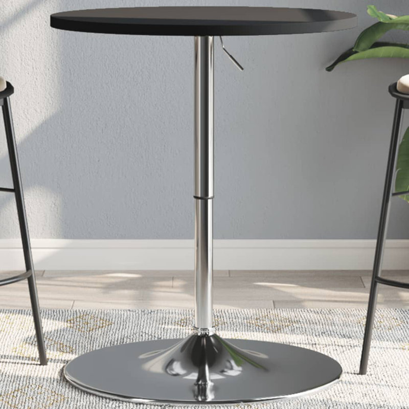 Ocie Round Wood Metal Outdoor Bar Table , cm W cm D, 90cm H x 60cm W x 60 cm L, Black
