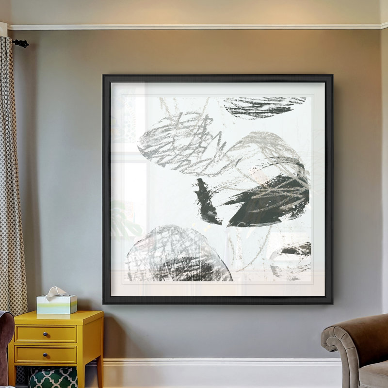 « scribblee pierres i »-reproduction d’art sur toile, Cadre noir, H 17,5 po x l 17,5 po x P 1,5 po
