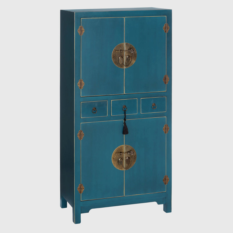Sansa 4 Door Manufactured Wood Wardrobe, Blue