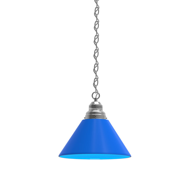 Luminaire suspendu conique 1 lumière, Chrome, Bleu royal