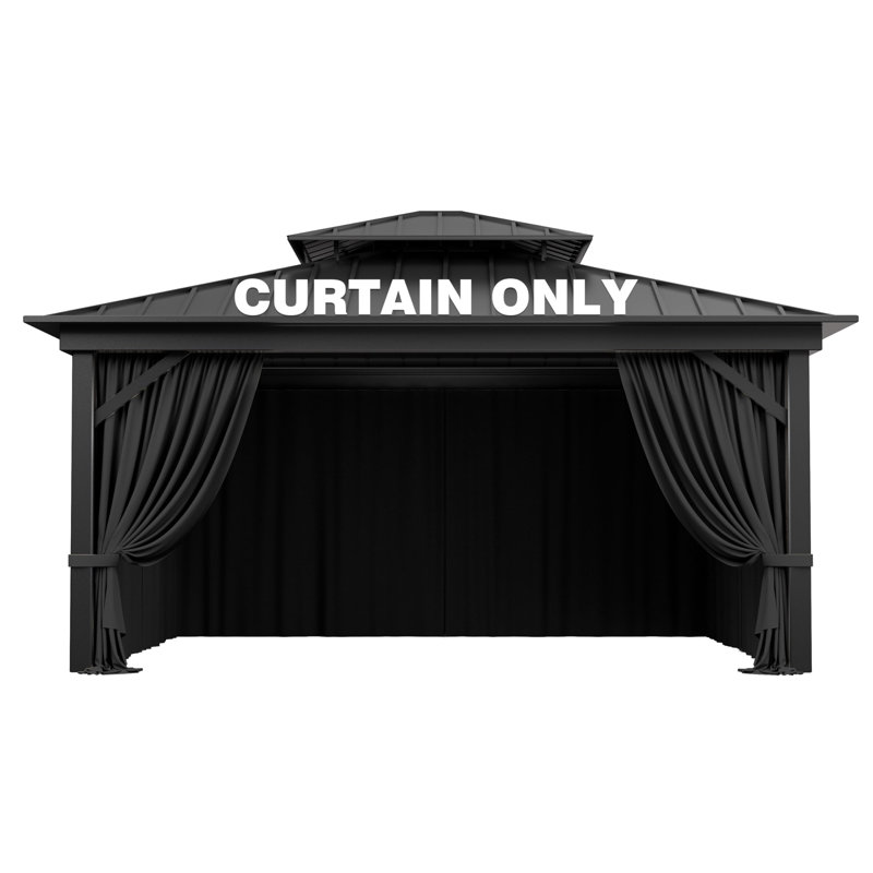 4-Panels Sidewall Curtains For Gazebo, Only Curtains, 78.74" H x 144" W x 120" D, Black