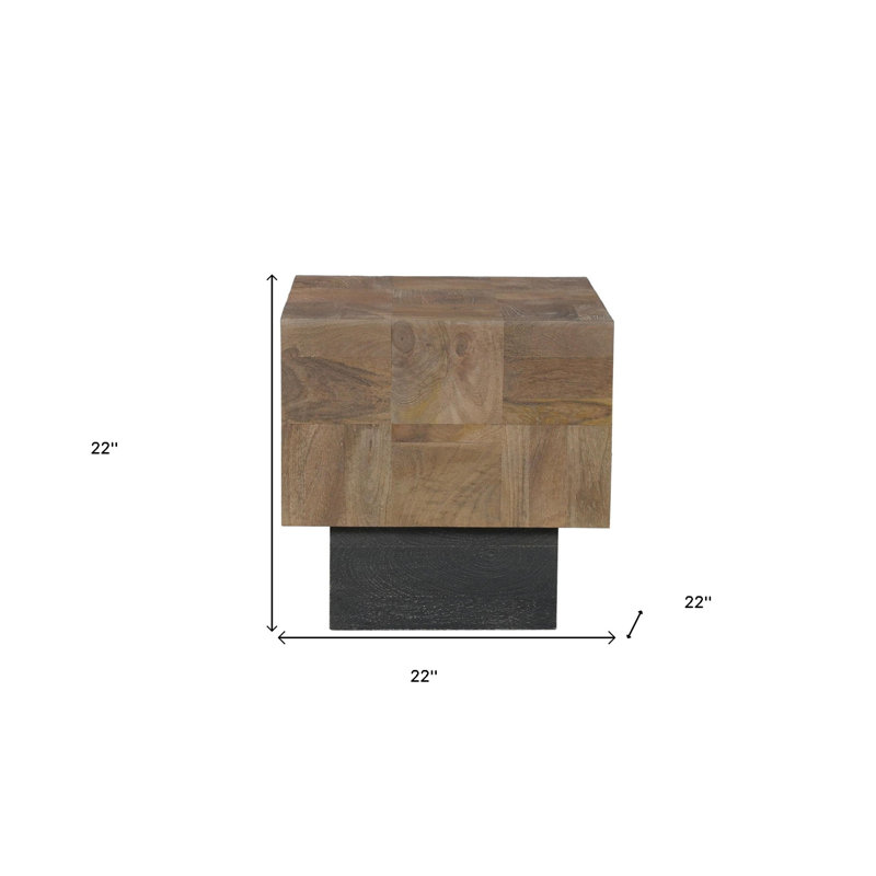 Table de bout carrée en bois massif noir et brun 22 po HomeRoots