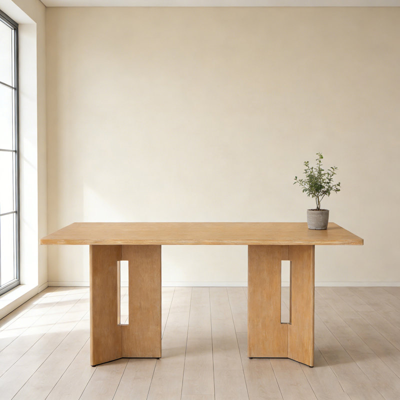 Table de salle à manger rectangulaire avec pieds découpés, Naturel