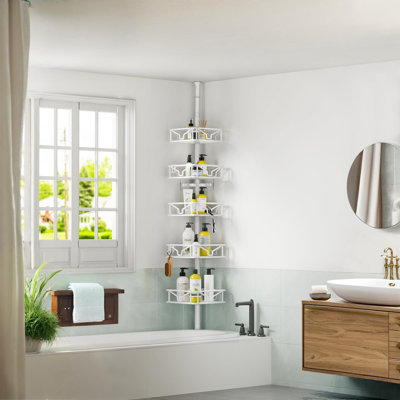 5 Tier Telescopic Shower Caddy with Hooks