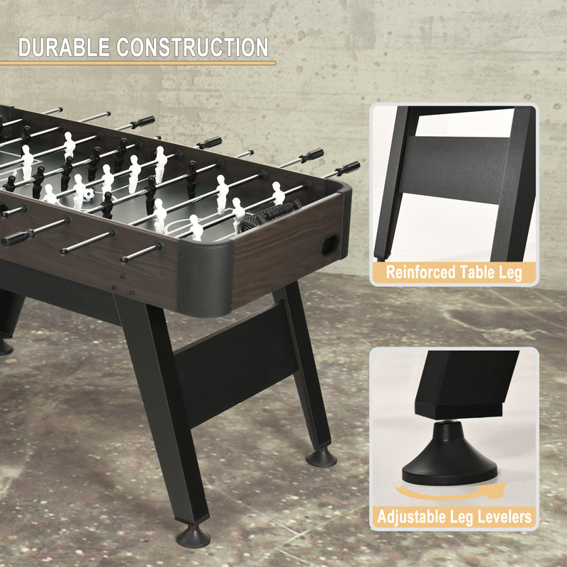 Foosball Table RayChee 54'' L Height Adjustable Foosball Table with Telescopic Rods, Dark Wood
