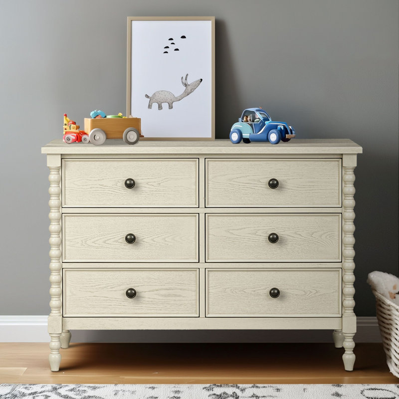 Commode 6 tiroirs Beckett, Crème antique