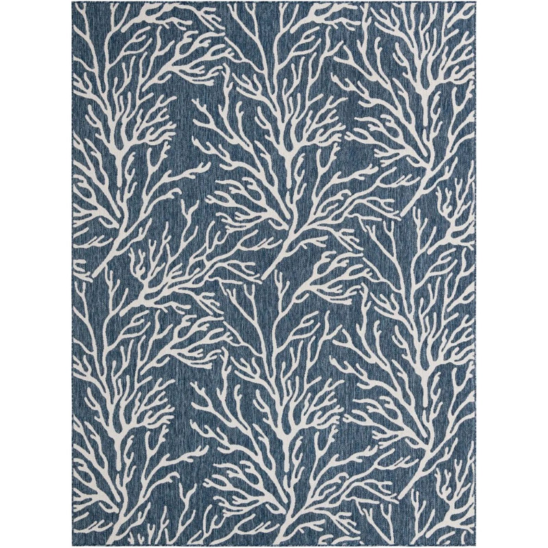 Tapis bleu contemporain Azilynn, Rectangle 7 pi 10 po x 10 pi
