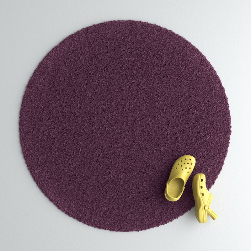 Esterly Solid Colour Shag Area Rug, Round 120cm