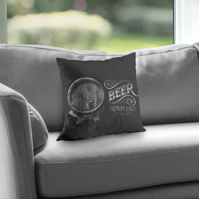Old Beer Sign - Rustic Poly Twill Throw | Home Decor Accent – Throw Pillow Cover Only, Double-Sided Print, Insert Not Included