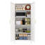 Armoire de 71 po en acier blanc, 3 à 4 tablettes, cuisine, couloir, 2 portes en métal peu encombrantes, hauteur réglable de 71,26 po, rangement pour ustensiles de cuisine,