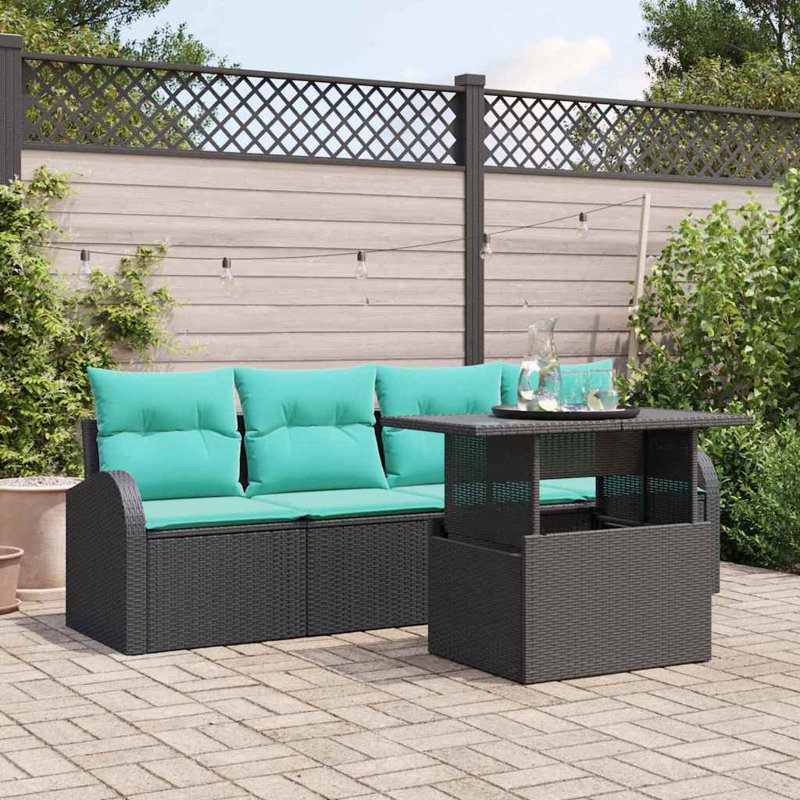  Ensemble de canapé de jardin manuel 5 pièces 100 x 55 x 73 cm en poly rotin noir