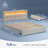 Bed Frame with RGB LED Lights, Upholstered Bed with Drawers and Charging Station-441618832-441618925
