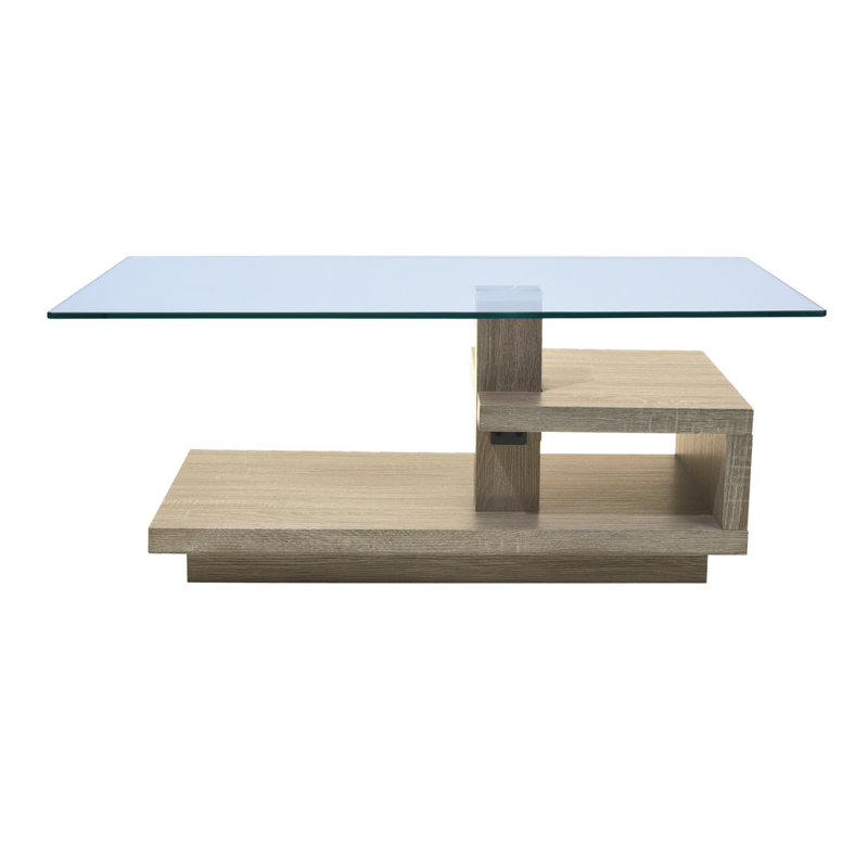 Jamilee Abstract Coffee Table with Storage, Oak
