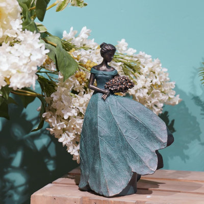 Collection de statue de fée décoration de la maison - feuille ange filles en résine jardin maison décoration de patio cadeau commémoratif pour maman à l'extérieur ou à l'intérieur Figurines de décorations de jardin 7,5 x 4,5 x 11,5 pouces