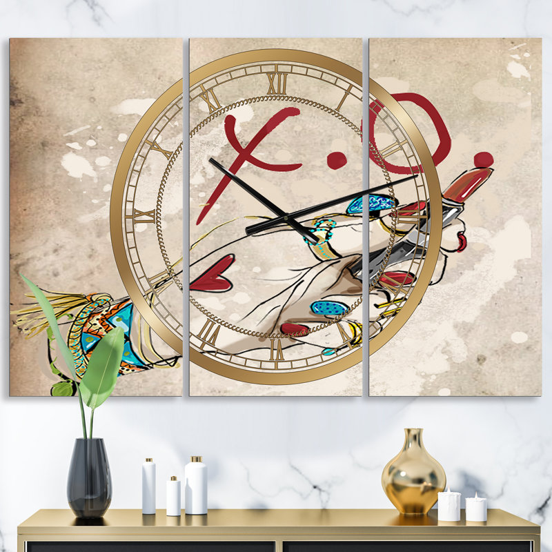 Horloge murale 3 panneaux Gipsy Hippy
